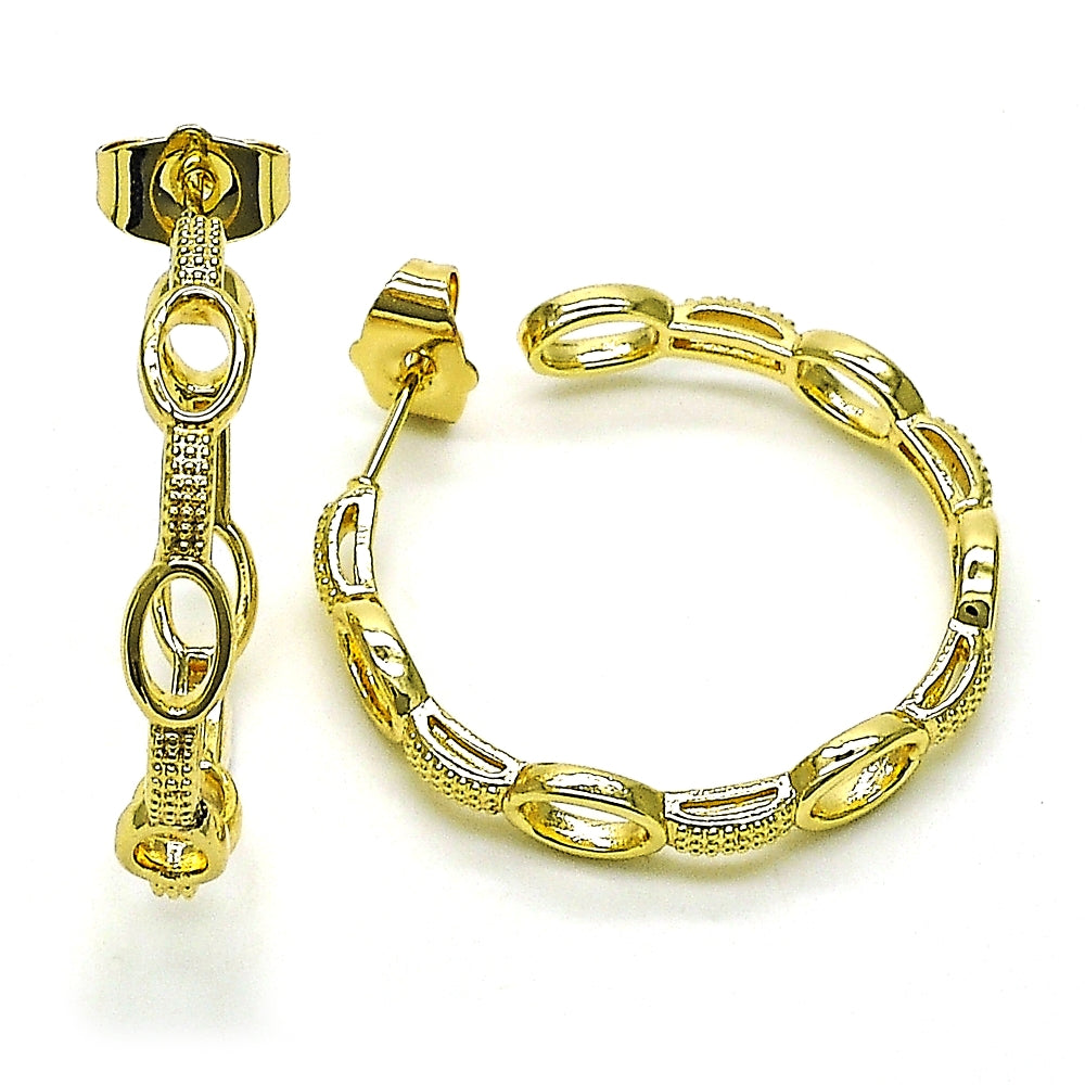 Oro Laminado Medium Hoop, Gold Filled Style Paperclip Design, Polished, Golden Finish