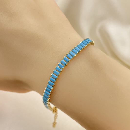 7" Turquoise Stone Adjustable Bracelet - Handmade With the Highest Craftsmanship - Gold Filled Bracelets - 03.130.0008.6.07