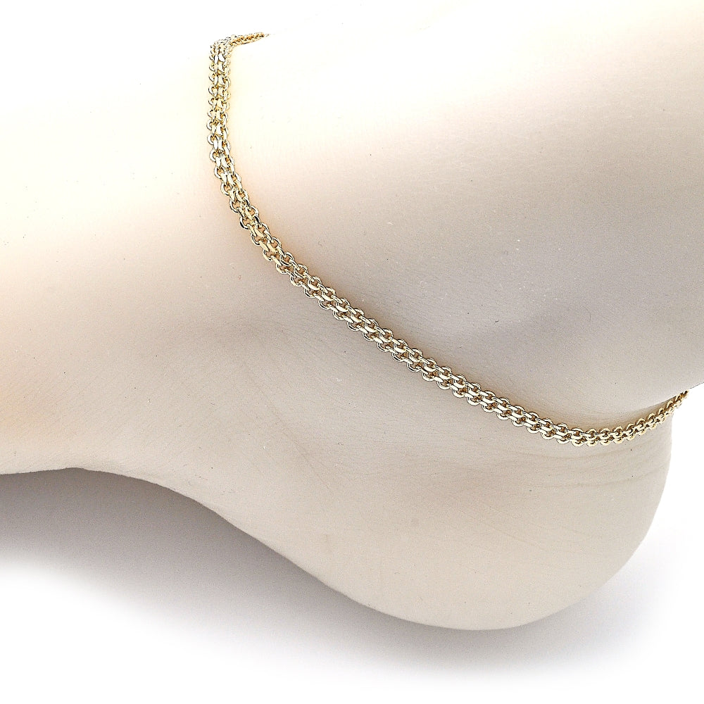 Oro Laminado Basic Anklet, Gold Filled Style Bismark Design, Polished, Golden Finish