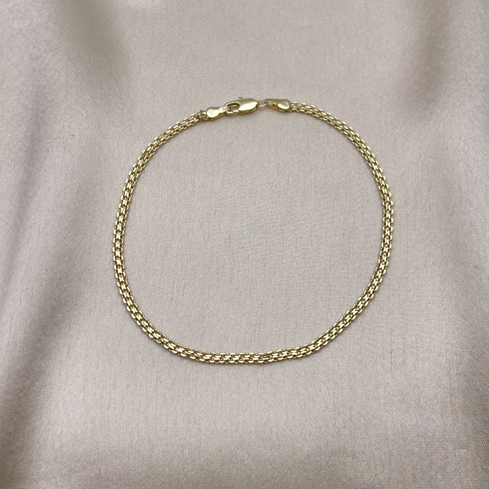 Oro Laminado Basic Anklet, Gold Filled Style Bismark Design, Polished, Golden Finish