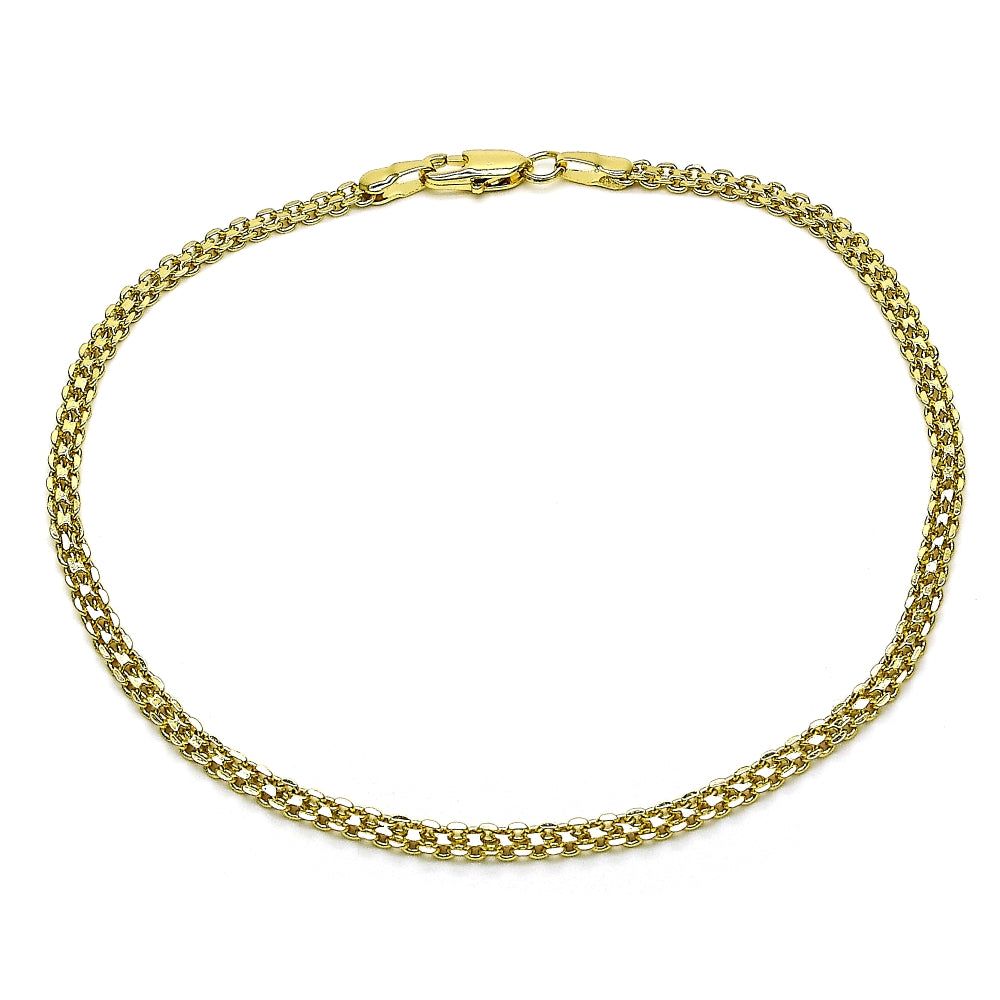 Oro Laminado Basic Anklet, Gold Filled Style Bismark Design, Polished, Golden Finish
