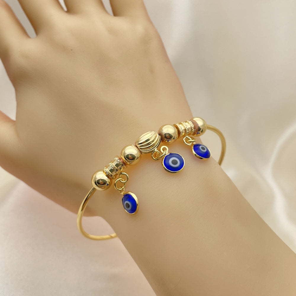 Oro Laminado Individual Bangle, Gold Filled Style with Sapphire Blue Crystal, Polished, Golden Finish