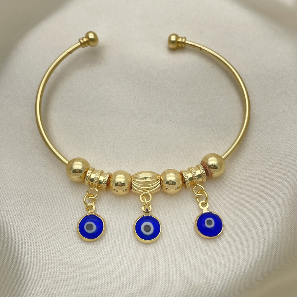 Oro Laminado Individual Bangle, Gold Filled Style with Sapphire Blue Crystal, Polished, Golden Finish