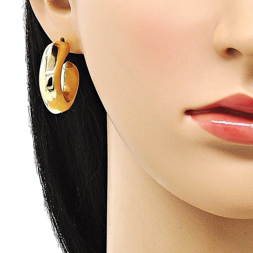 Oro Laminado Stud Earring, Gold Filled Style Hollow Design, Polished, Golden Finish