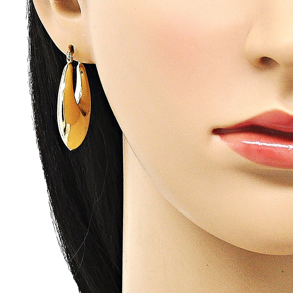 Oro Laminado Small Hoop, Gold Filled Style Hollow Design, Polished, Golden Finish