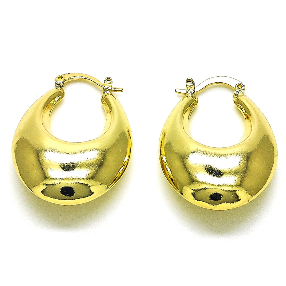 Oro Laminado Small Hoop, Gold Filled Style Hollow Design, Polished, Golden Finish