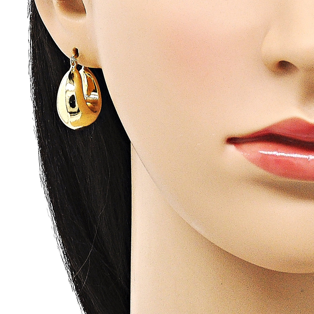 Oro Laminado Small Hoop, Gold Filled Style Hollow Design, Polished, Golden Finish