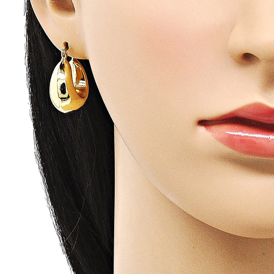 Oro Laminado Small Hoop, Gold Filled Style Hollow Design, Polished, Golden Finish