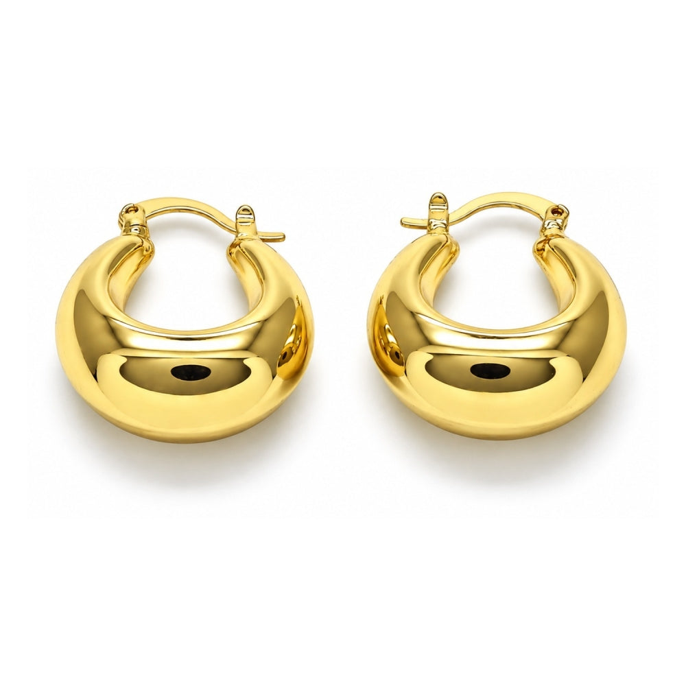 Oro Laminado Small Hoop, Gold Filled Style Hollow Design, Polished, Golden Finish