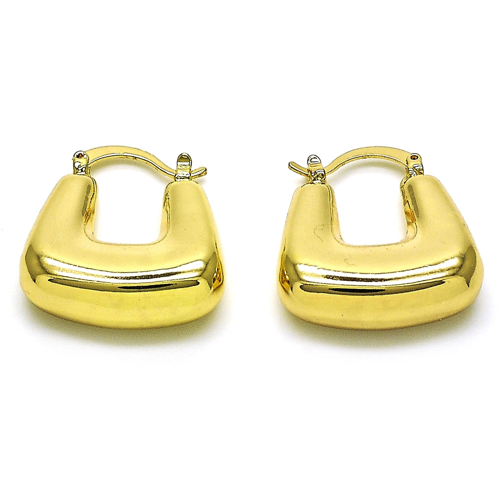 Oro Laminado Small Hoop, Gold Filled Style Hollow Design, Polished, Golden Finish
