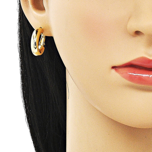 Oro Laminado Small Hoop, Gold Filled Style Hollow Design, Polished, Golden Finish