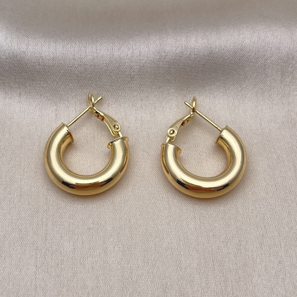 Oro Laminado Small Hoop, Gold Filled Style Hollow Design, Polished, Golden Finish
