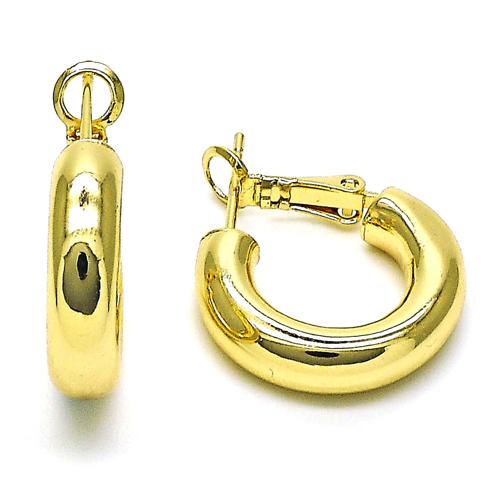 Oro Laminado Small Hoop, Gold Filled Style Hollow Design, Polished, Golden Finish