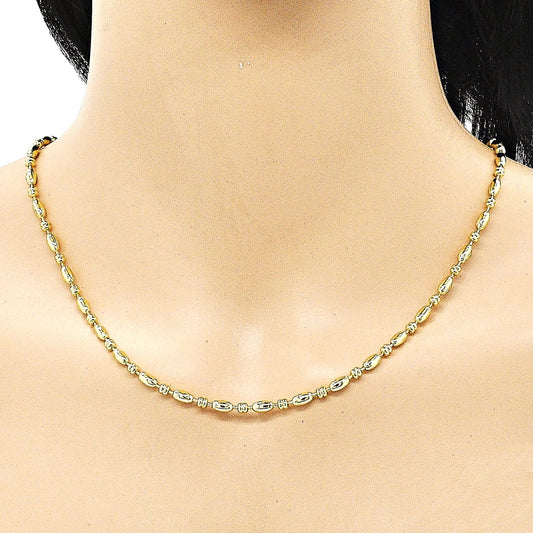 Oro Laminado Fancy Necklace, Gold Filled Style Ball Design, Polished, Golden Finish