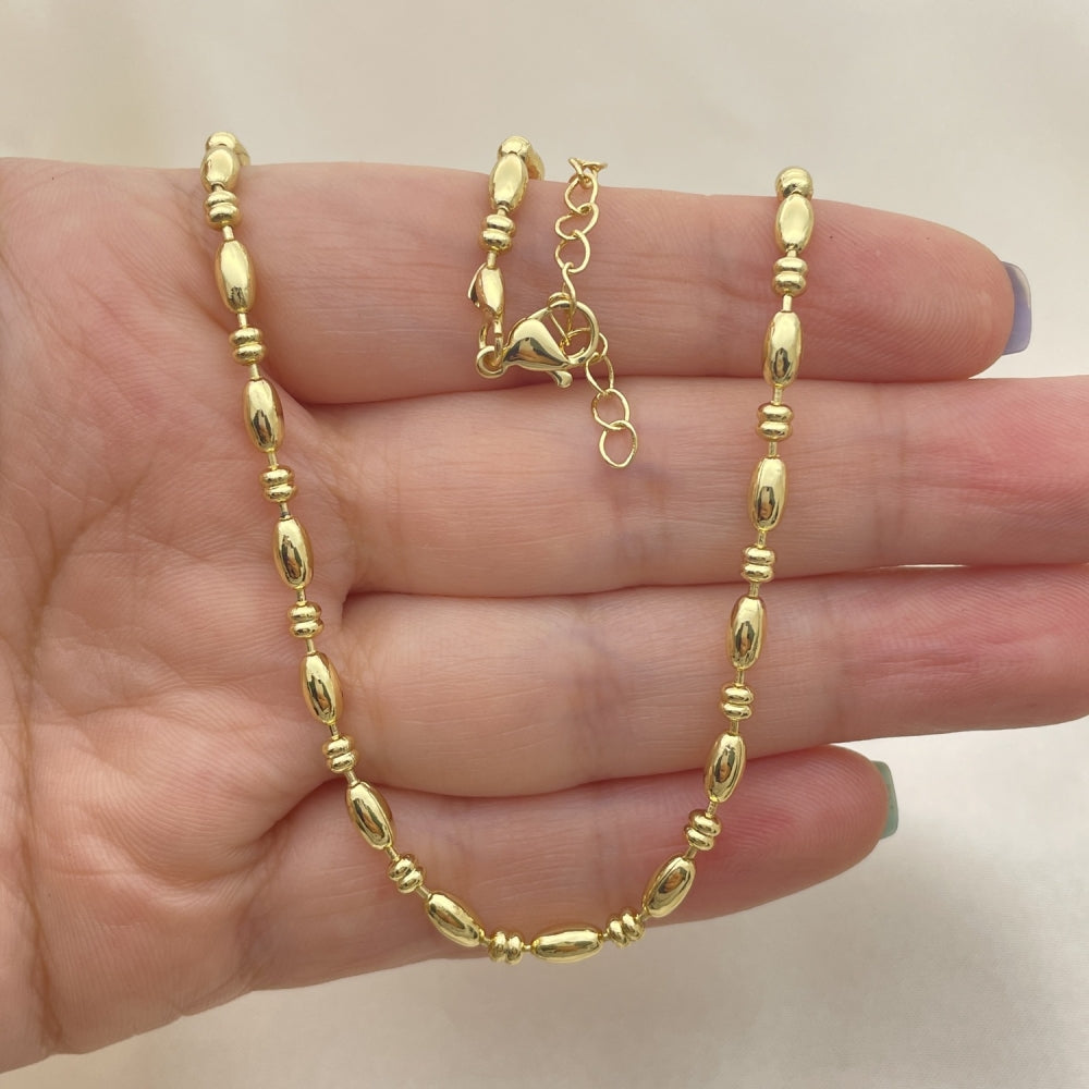 Oro Laminado Fancy Necklace, Gold Filled Style Ball Design, Polished, Golden Finish