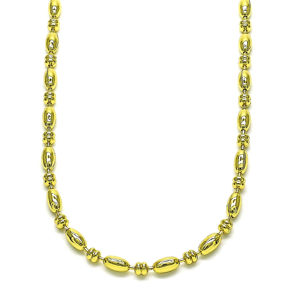 Oro Laminado Fancy Necklace, Gold Filled Style Ball Design, Polished, Golden Finish
