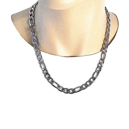 Stainless Steel Necklace and Bracelet, Figaro Design, Polished, Raw