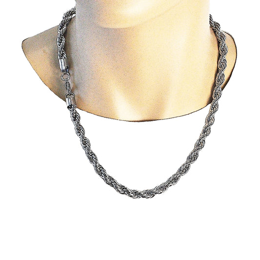 Stainless Steel Necklace and Bracelet, Rope Design, Polished, Raw