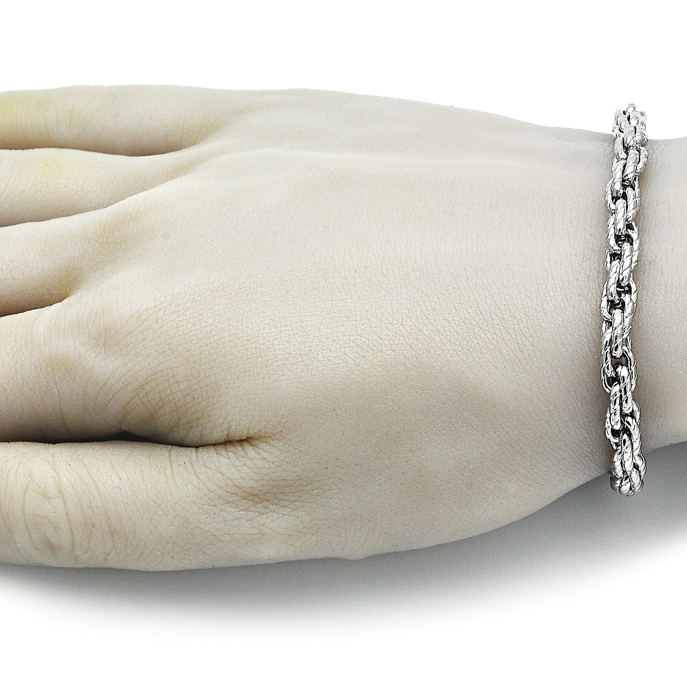 Stainless Steel Basic Bracelet, Rope Design, Diamond Cutting Finish, Raw