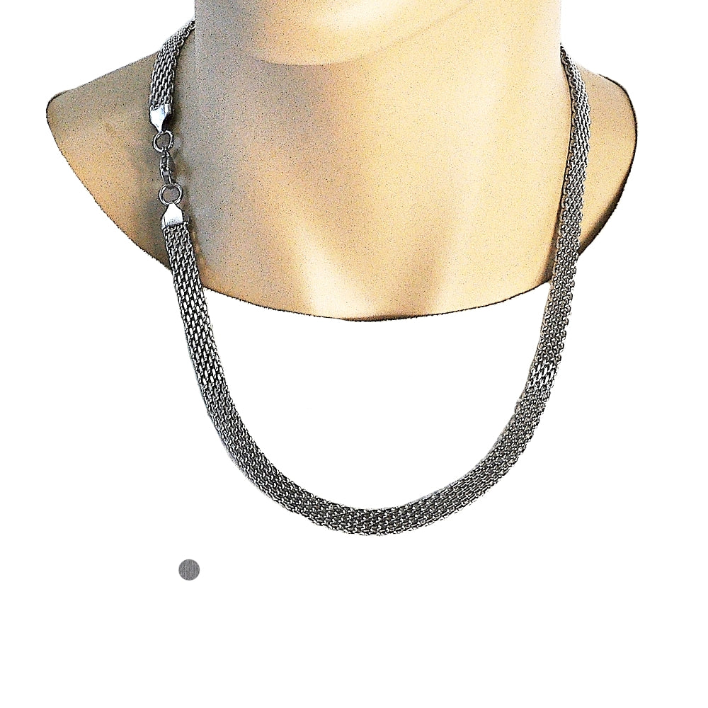Stainless Steel Necklace and Bracelet, Bismark Design, Polished, Raw