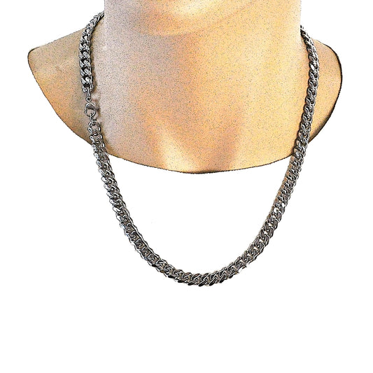 Stainless Steel Necklace and Bracelet, Concave Cuban Design, Polished, Raw