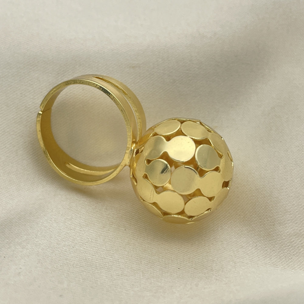Oro Laminado Elegant Ring, Gold Filled Style Ball and Disco Design, Polished, Golden Finish