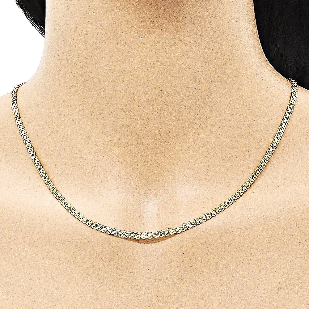 Oro Laminado Basic Necklace, Gold Filled Style Bismark Design, Polished, Golden Finish