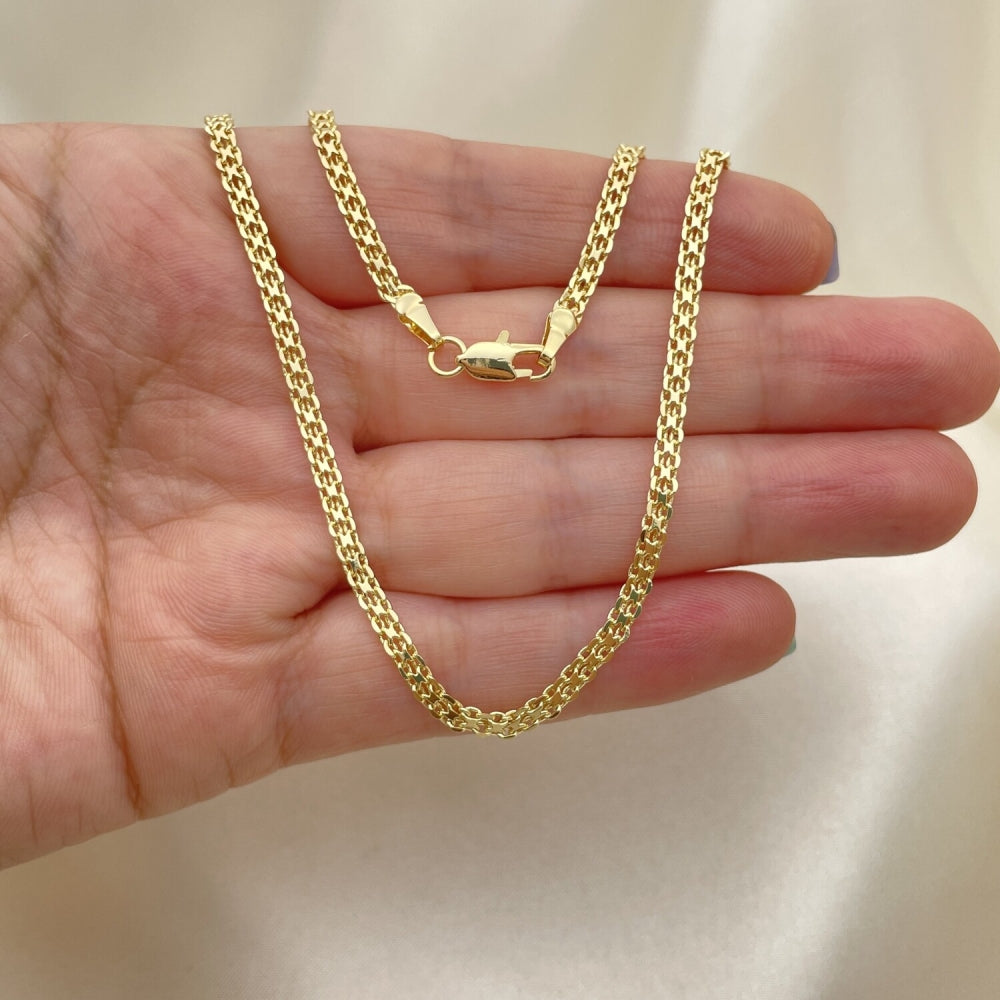 Oro Laminado Basic Necklace, Gold Filled Style Bismark Design, Polished, Golden Finish