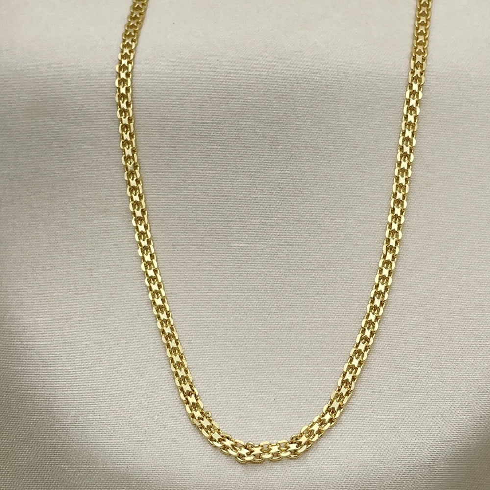 Oro Laminado Basic Necklace, Gold Filled Style Bismark Design, Polished, Golden Finish