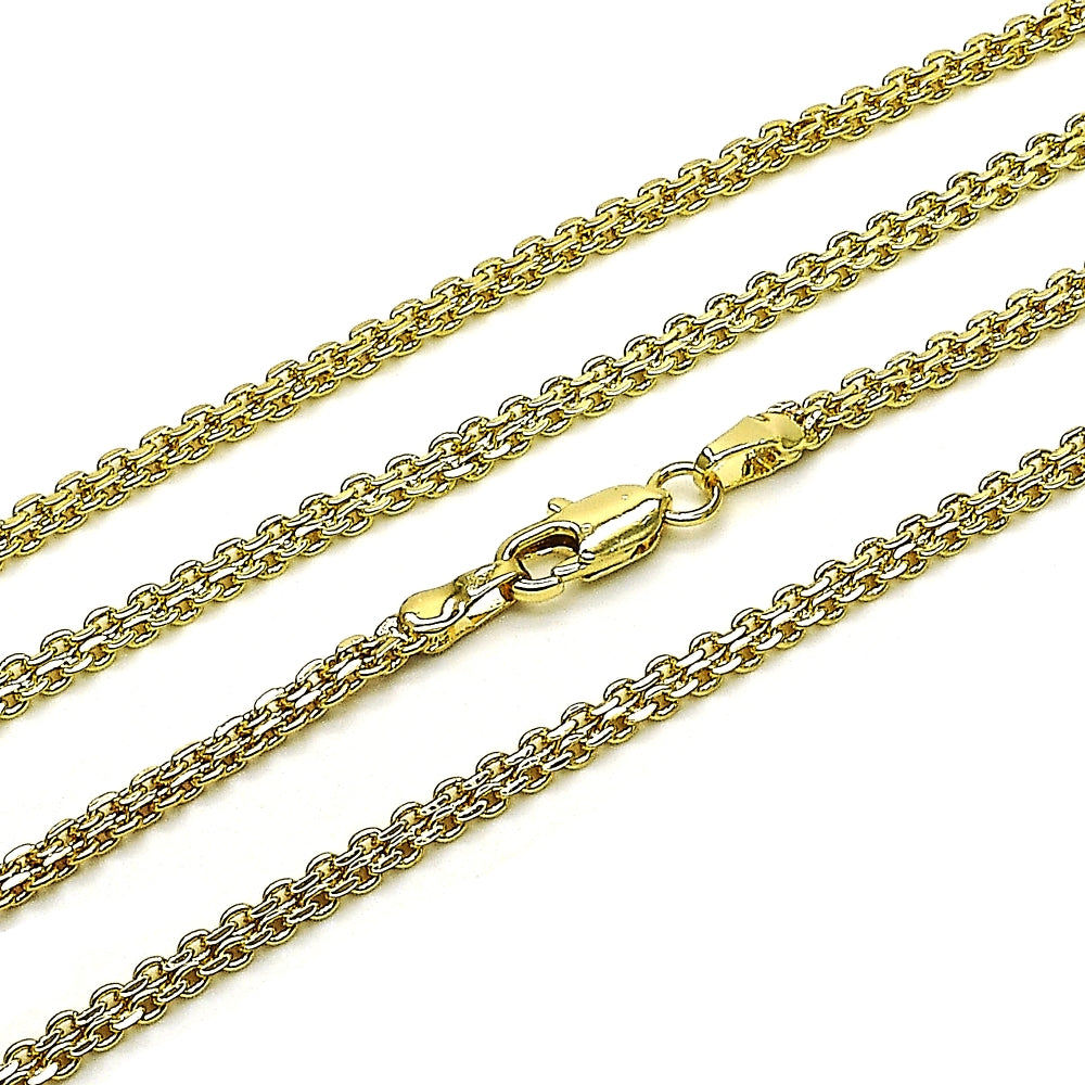 Oro Laminado Basic Necklace, Gold Filled Style Bismark Design, Polished, Golden Finish