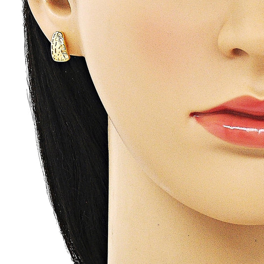 Oro Laminado Stud Earring, Gold Filled Style Polished, Golden Finish