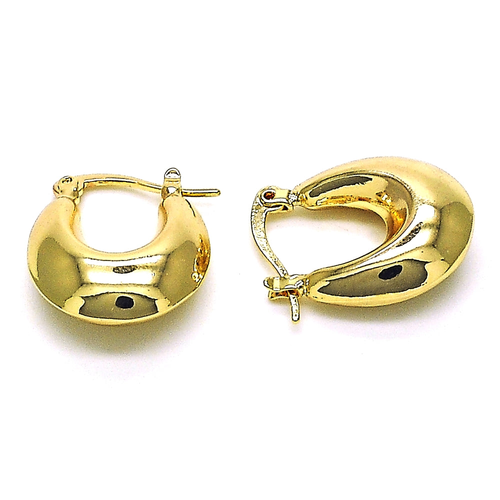 Oro Laminado Small Hoop, Gold Filled Style Hollow Design, Polished, Golden Finish