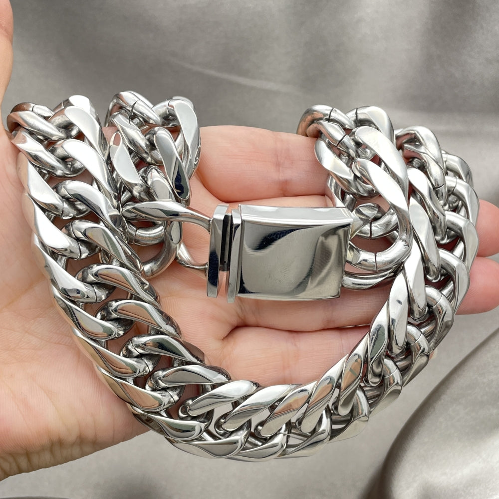 Stainless Steel Basic Necklace, Curb Design, Polished, Steel Finish