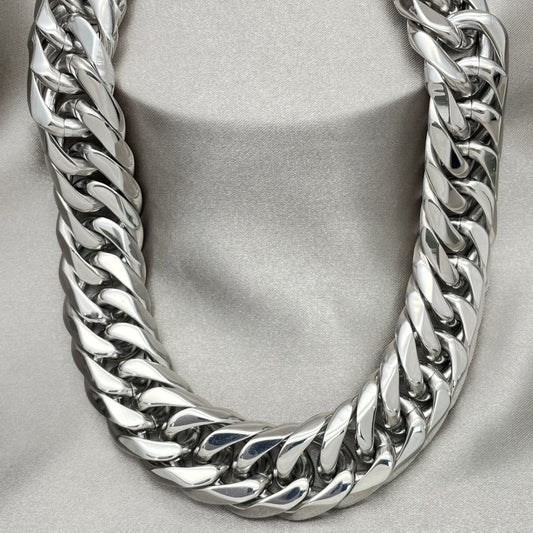 Stainless Steel Basic Necklace, Curb Design, Polished, Steel Finish