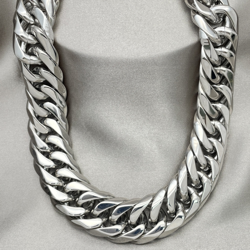 Stainless Steel Basic Necklace, Curb Design, Polished, Steel Finish
