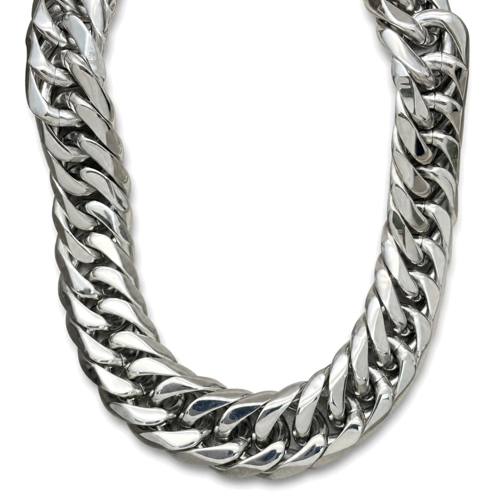 Stainless Steel Basic Necklace, Curb Design, Polished, Steel Finish