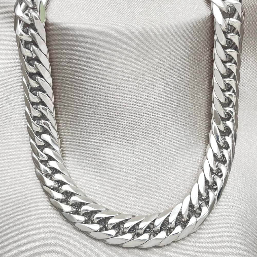 Stainless Steel Basic Necklace, Curb Design, Polished, Steel Finish