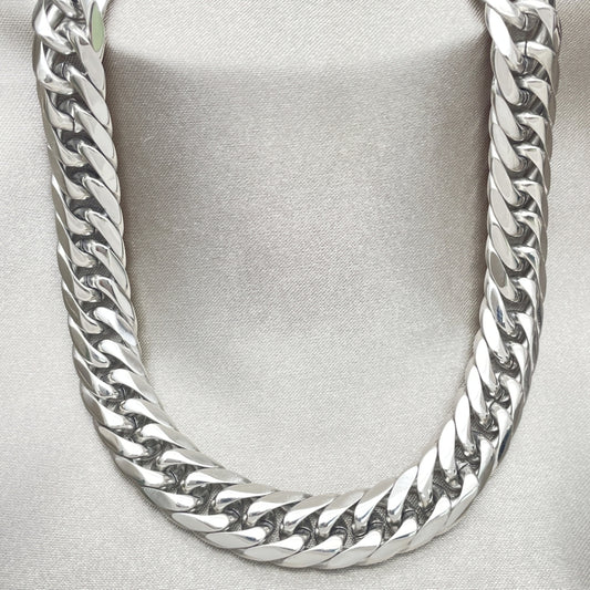 Stainless Steel Basic Necklace, Curb Design, Polished, Steel Finish