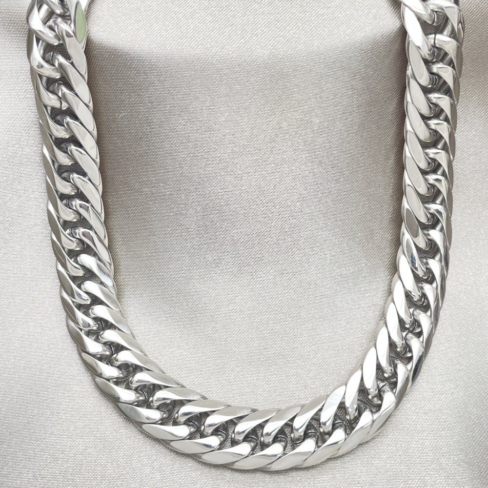 Stainless Steel Basic Necklace, Curb Design, Polished, Steel Finish