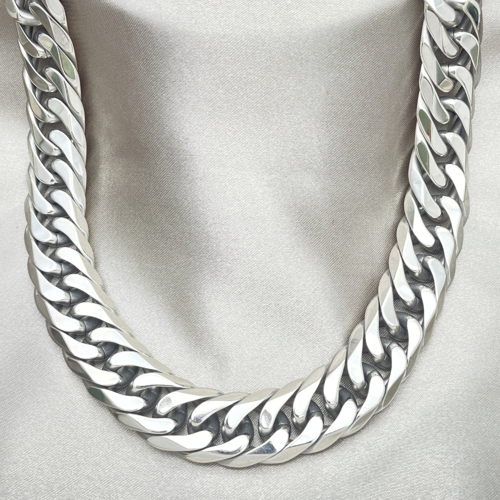 Stainless Steel Basic Necklace, Curb Design, Polished, Steel Finish