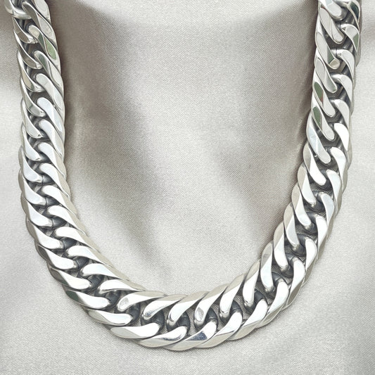 Stainless Steel Basic Necklace, Curb Design, Polished, Steel Finish