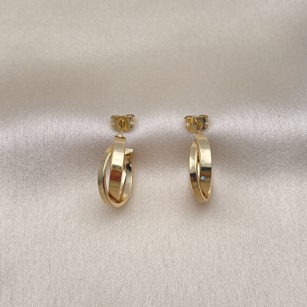 Oro Laminado Small Hoop, Gold Filled Style Twist Design, Polished, Golden Finish