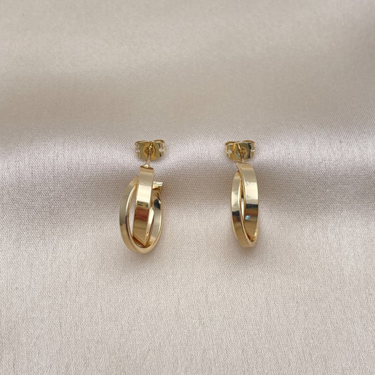 Oro Laminado Small Hoop, Gold Filled Style Twist Design, Polished, Golden Finish