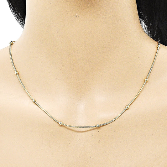 Oro Laminado Fancy Necklace, Gold Filled Style Ball and Rat Tail Design, Polished, Golden Finish