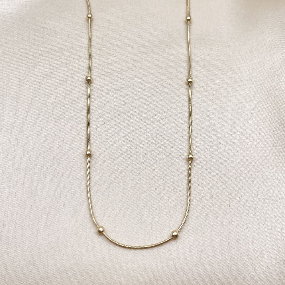 Oro Laminado Fancy Necklace, Gold Filled Style Ball and Rat Tail Design, Polished, Golden Finish