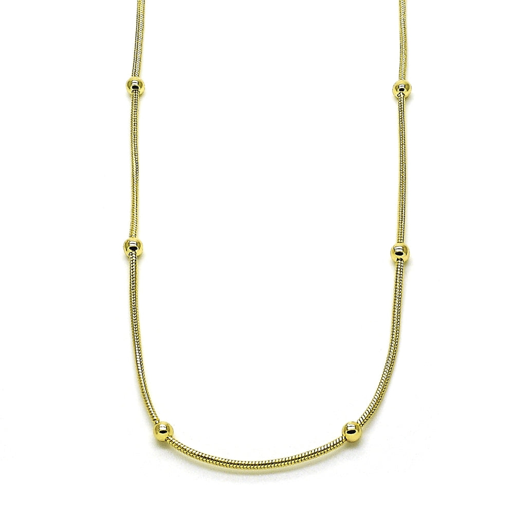 Oro Laminado Fancy Necklace, Gold Filled Style Ball and Rat Tail Design, Polished, Golden Finish