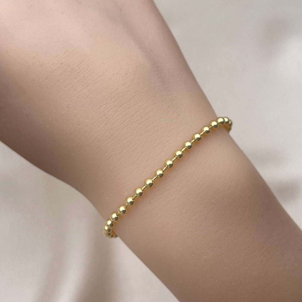 Oro Laminado Fancy Bracelet, Gold Filled Style Ball Design, Polished, Golden Finish