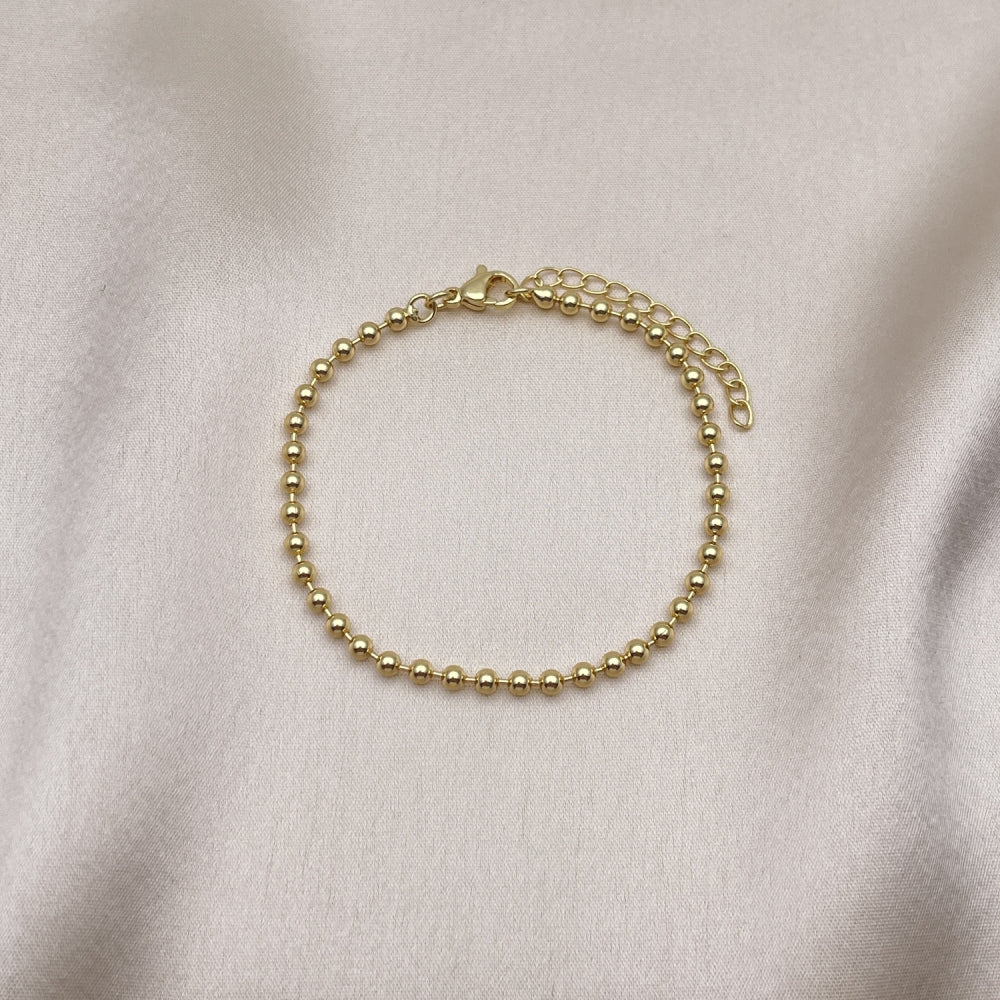 Oro Laminado Fancy Bracelet, Gold Filled Style Ball Design, Polished, Golden Finish