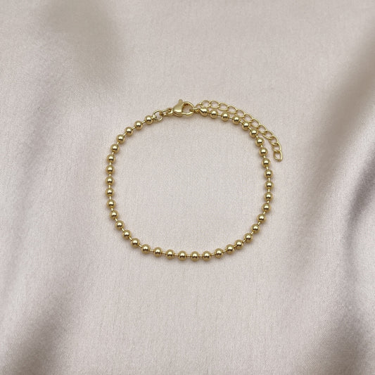 Oro Laminado Fancy Bracelet, Gold Filled Style Ball Design, Polished, Golden Finish