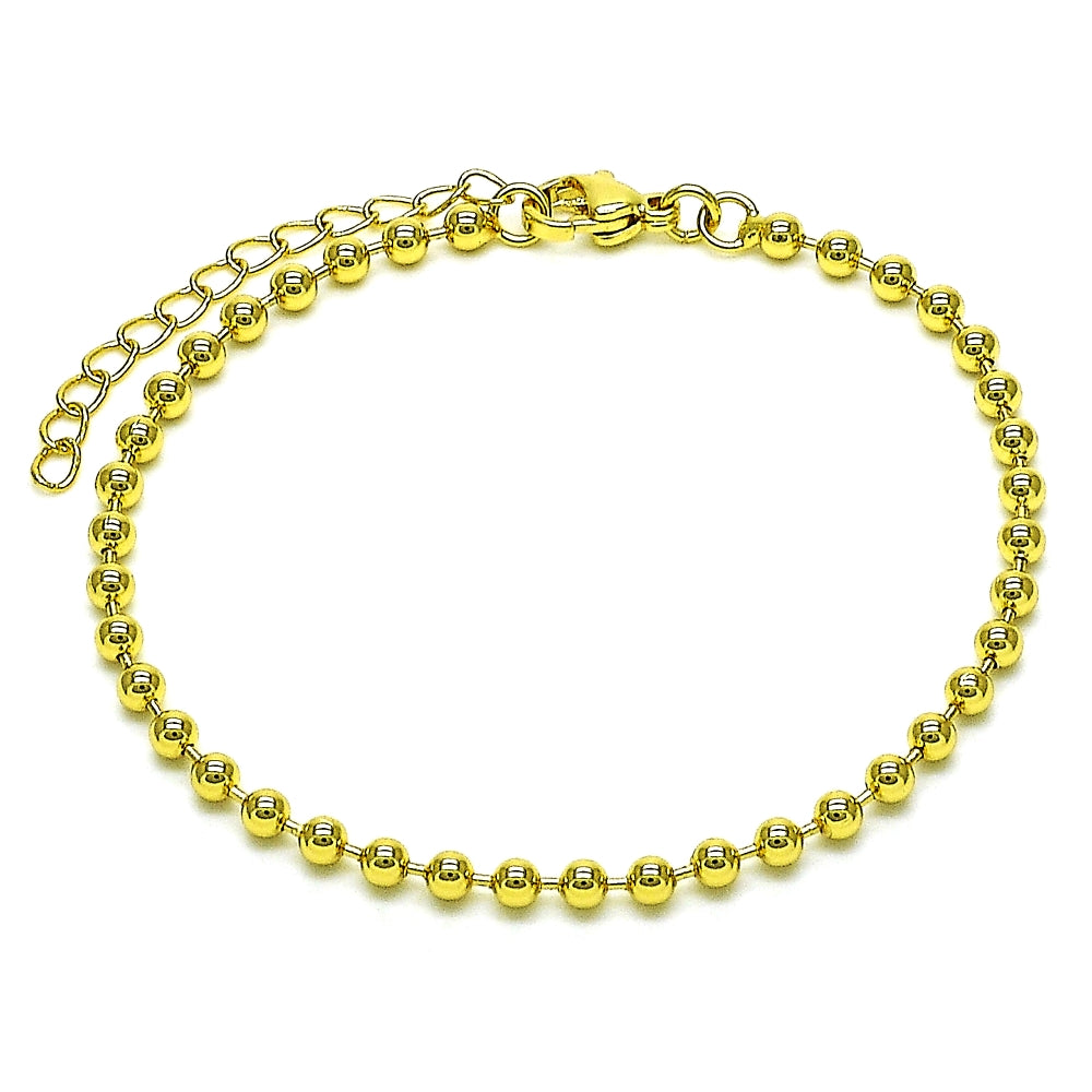 Oro Laminado Fancy Bracelet, Gold Filled Style Ball Design, Polished, Golden Finish